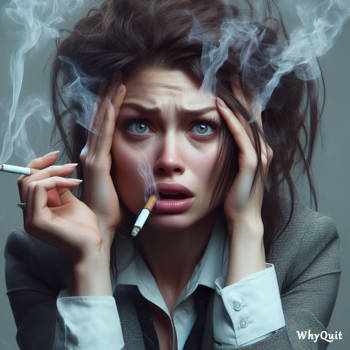 Stressed smoker A super stressed woman is smoking a cigarette.